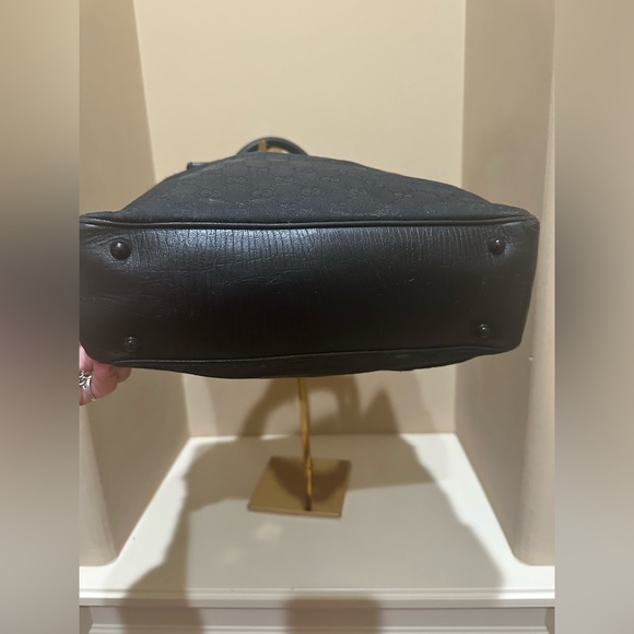 Gucci GG Webbed Canvas and Leather Bamboo Open Tote - Picture 8 of 11